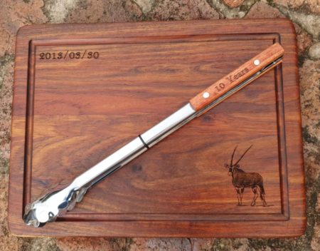 Personalised Kiaat Braai Board & Braai Tong Combo