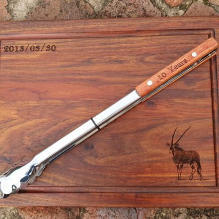 Personalised Kiaat Braai Board & Braai Tong Combo