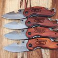 Custom Engraved Folding Knife with Wooden Handle