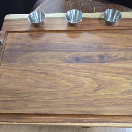 Personalised Kiaat Braai Board with 3 Bowls 600 x 450 mm