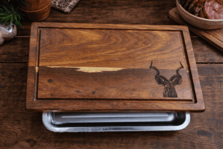 Personalised Kiaat Braai Board with Sliding Meat Tray