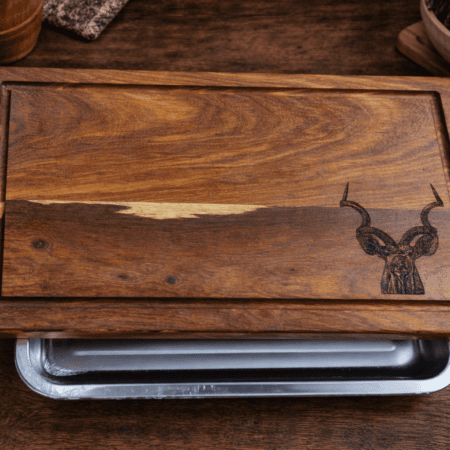 Personalised Kiaat Braai Board with Sliding Meat Tray